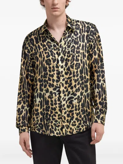 Roberto Cavalli Leopard-print Silk Shirt In Animal Print