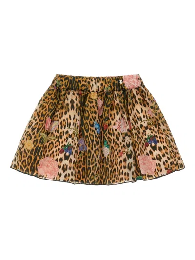 Roberto Cavalli Babies' Leopard-print Skirt In Brown