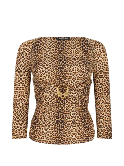 Roberto Cavalli Leopard-print Top In Brown