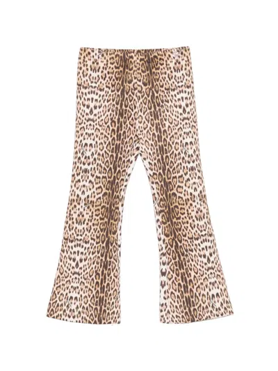 Roberto Cavalli Kids' Leopard-print Trousers In Brown