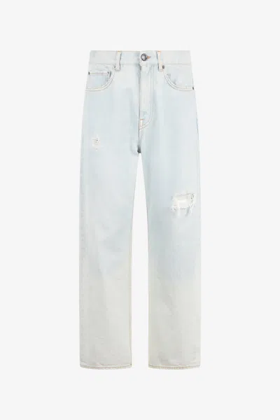 Roberto Cavalli Light Blue Denim Jeans In White