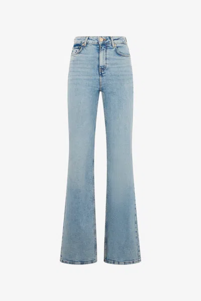 Roberto Cavalli Light Blue Flared Jeans With Monogram Rc