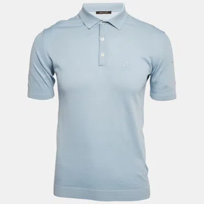Pre-owned Roberto Cavalli Light Blue Silk Knit Polo T-shirt M