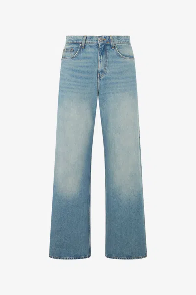 Roberto Cavalli Light Blue Wide-leg Jeans With Monogram Rc
