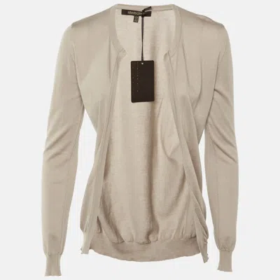 Roberto Cavalli Light Brown Cotton & Cashmere Cardigan In Neutral