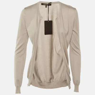 Pre-owned Roberto Cavalli Light Brown Cotton & Cashmere Cardigan M