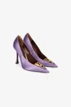 Roberto Cavalli Lilac Pumps With Leaf Insert In Purple