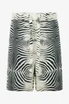 Roberto Cavalli Linen Bermuda Shorts With Mini Zebra Print In Black/white