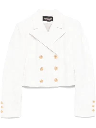 Roberto Cavalli Linen Blazer In White