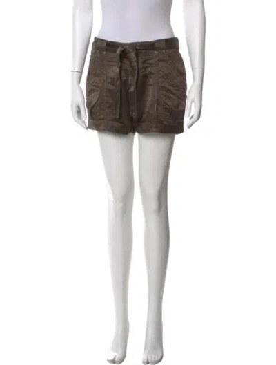 Pre-owned Roberto Cavalli Linen Mini Shorts In Green