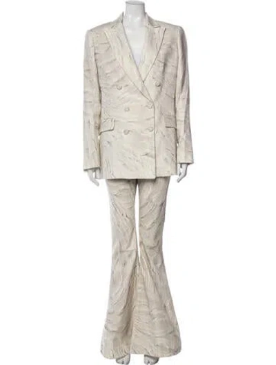 Pre-owned Roberto Cavalli Linen Printed Pantsuit In Neutrals