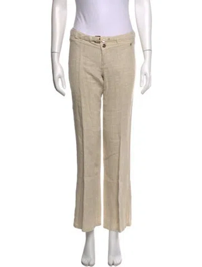 Pre-owned Roberto Cavalli Linen Straight Leg Pants In Neutrals