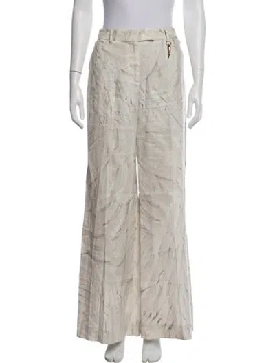Pre-owned Roberto Cavalli Linen Wide Leg Pants In Neutrals