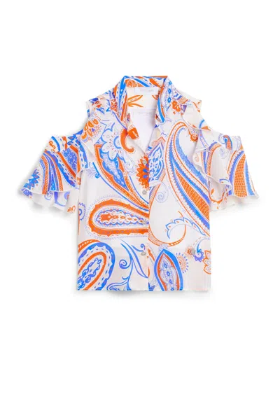 Roberto Cavalli Lizard Bandana Print Top In Orange