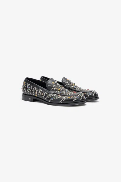 Roberto Cavalli Loafers With Studs And Stones In Black