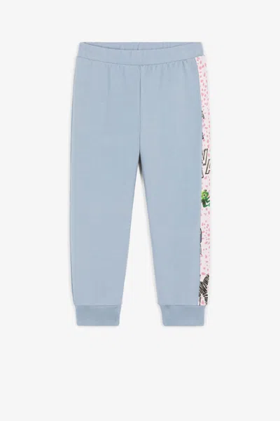 Roberto Cavalli Logo And Wildlife-print Sweatpants In Light Blue