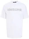 Roberto Cavalli T-shirt With Logo And Mini Studs In White