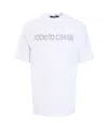 Roberto Cavalli T-shirt With Logo And Mini Studs In White