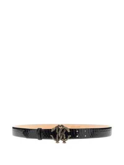 Roberto Cavalli Logo Belt In Black
