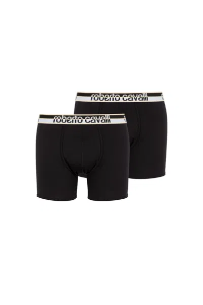 Roberto Cavalli Logo Boxer Briefs In Black