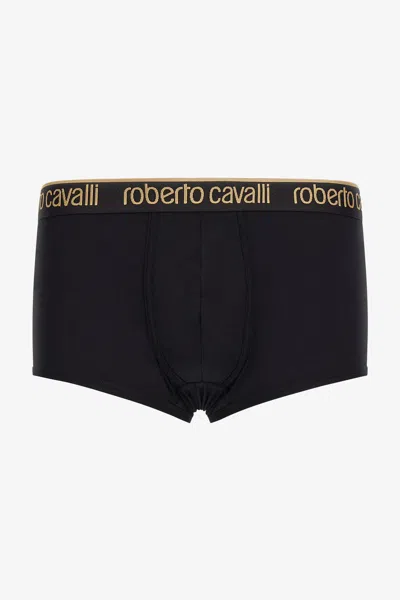 Roberto Cavalli Logo Boxer Shorts In Black