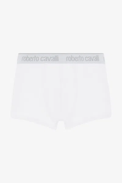 Roberto Cavalli Logo Boxer Shorts In White