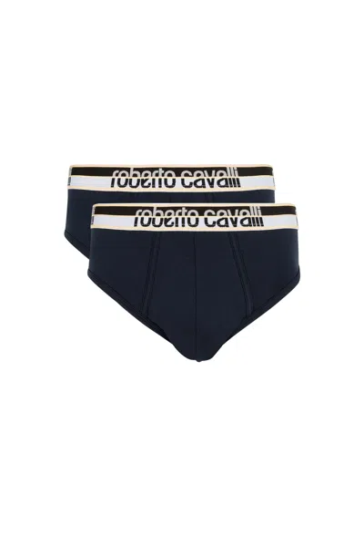 Roberto Cavalli Logo Briefs In Dark Blue