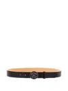 Roberto Cavalli Logo-buckle Leather Belt In Black