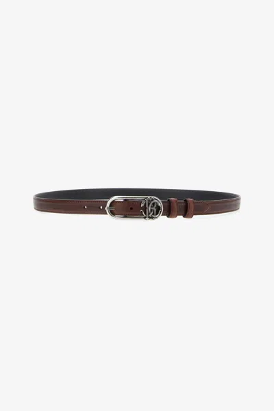 Roberto Cavalli Logo-buckle Leather Belt In Dark Brown