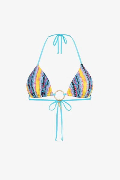 Roberto Cavalli Logo-charm Bikini Top In Multicolor