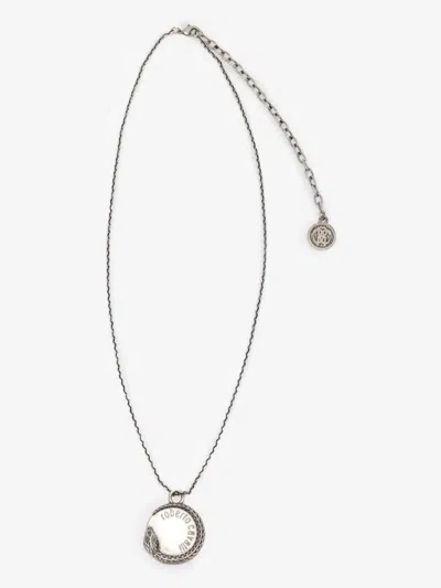 Roberto Cavalli Logo-charm Necklace In Silver