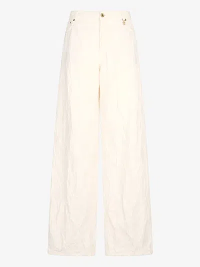 Roberto Cavalli Logo-charm Trousers In Ivory