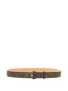 Roberto Cavalli Leather Belt With Logo Rc Buckle In Green