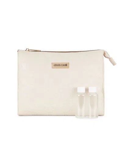 Roberto Cavalli Kids' Logo Cosmetic Bag In Cream