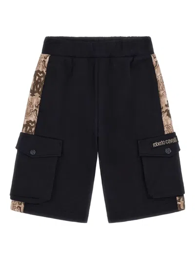 Roberto Cavalli Kids' Logo Cotton Shorts In Black