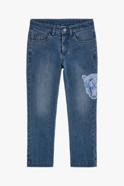 Roberto Cavalli Logo Denim Pants In Dark Blue