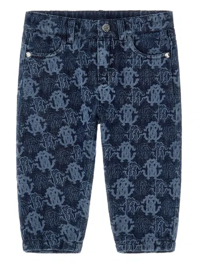 Roberto Cavalli Babies' Logo Denim Trousers In Blue