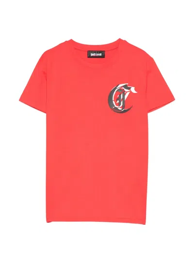 Roberto Cavalli Kids' Logo-detail T-shirt In Red