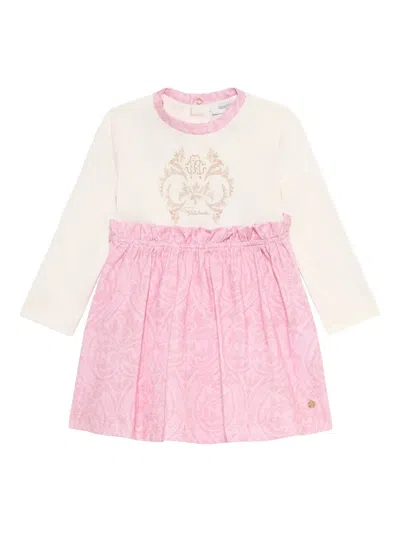 Roberto Cavalli Babies' Logo-embellished Paisley Print Dress In Purple