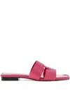 Roberto Cavalli Logo-embossed Braided-edge Sandals In Pink