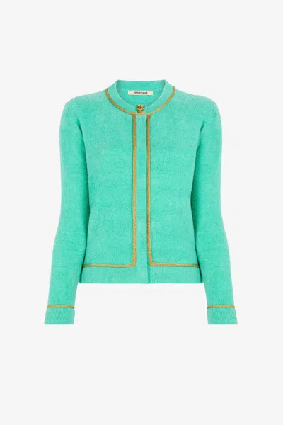 Roberto Cavalli Cardigan Mit Logo-stickerei In Light Blue