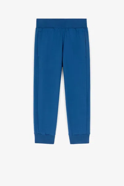 Roberto Cavalli Kids' Logo-embroidered Cotton Trousers In Blue