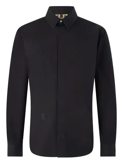 Roberto Cavalli Logo-embroidered Shirt In Black