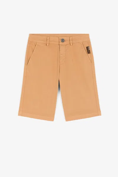 Roberto Cavalli Logo-embroidered Shorts In Light Brown