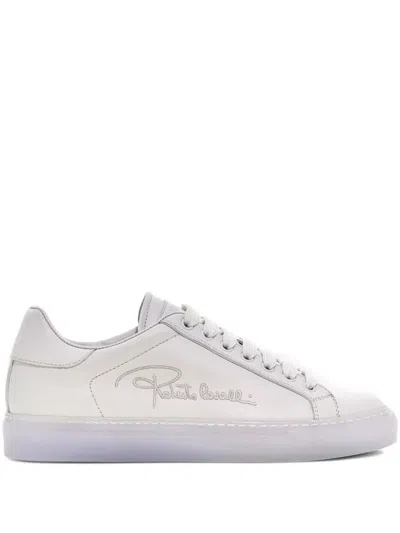 Roberto Cavalli Logo-embroidered Sneakers In White