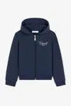 Roberto Cavalli Logo-embroidered Zipped Hoodie In Dark Blue