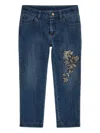 Roberto Cavalli Logo Floral Jeans In Blue