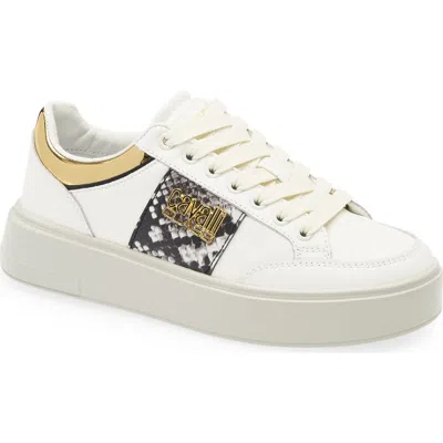 Roberto Cavalli Logo Hardware Low Top Sneaker In White