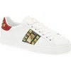 Roberto Cavalli Snake Embossed Pyramid Stud Tennis Shoe In White