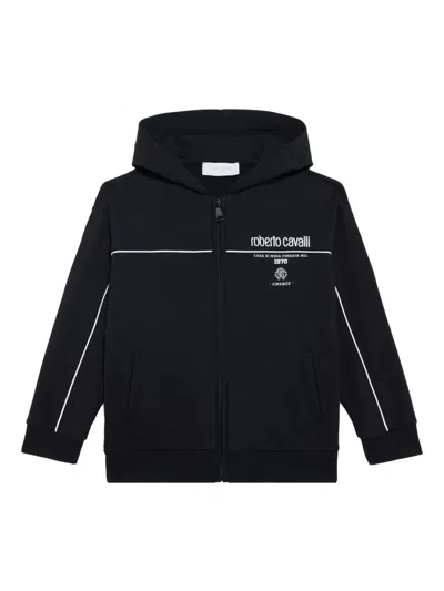 Roberto Cavalli Kids' Logo Hoodie In Black